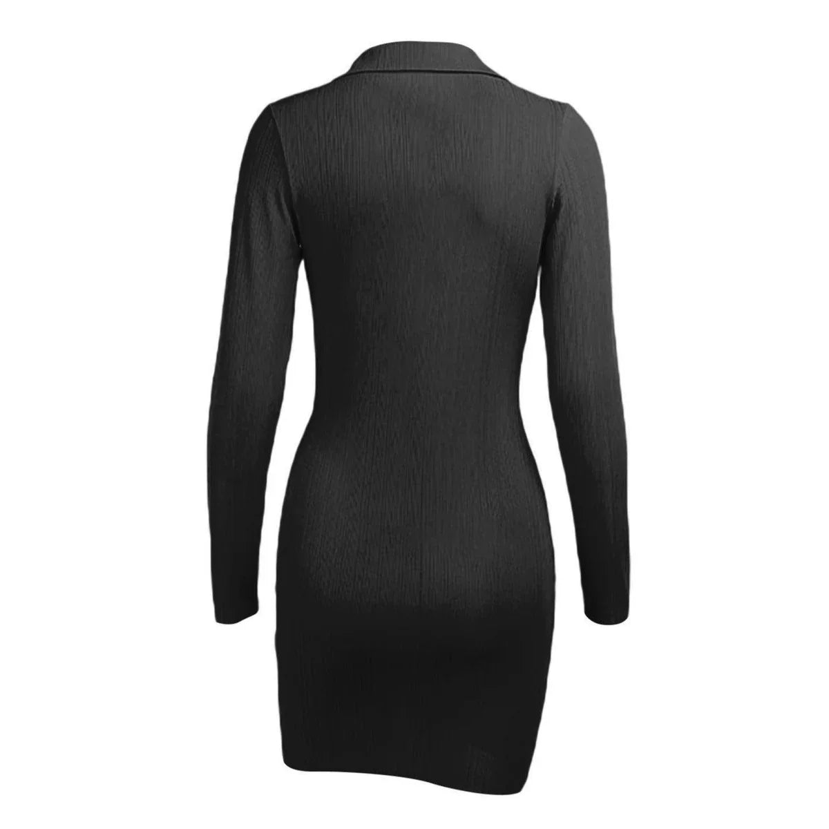 Océane Vêtements -Ophélie Ribbed Plunging V Long Sleeve Mini Dress - Seldom Seen Styles
