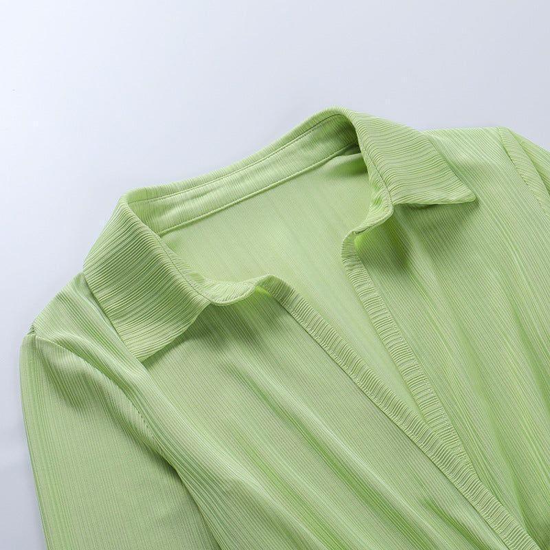 Océane Vêtements -Ophélie Ribbed Plunging V Long Sleeve Mini Dress - Seldom Seen Styles