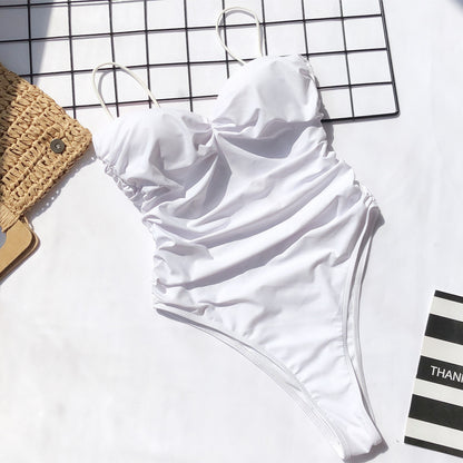 One Piece Swimsuit for Women Tummy Control Push Up 1 Piece Bathing Suits Ruched Swimwear Adjustable Straps Monokini - Seldom Seen Styles