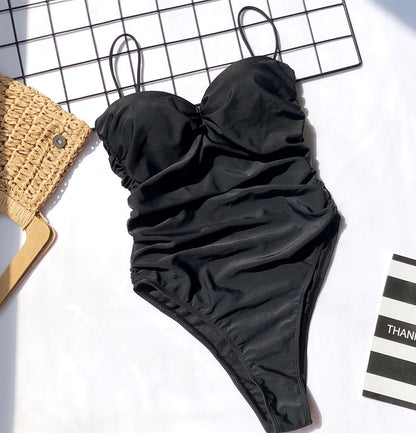 One Piece Swimsuit for Women Tummy Control Push Up 1 Piece Bathing Suits Ruched Swimwear Adjustable Straps Monokini - Seldom Seen Styles