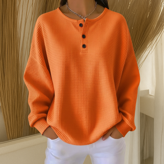 Anne | Cozy Waffle Knit Henley - Seldom Seen Styles