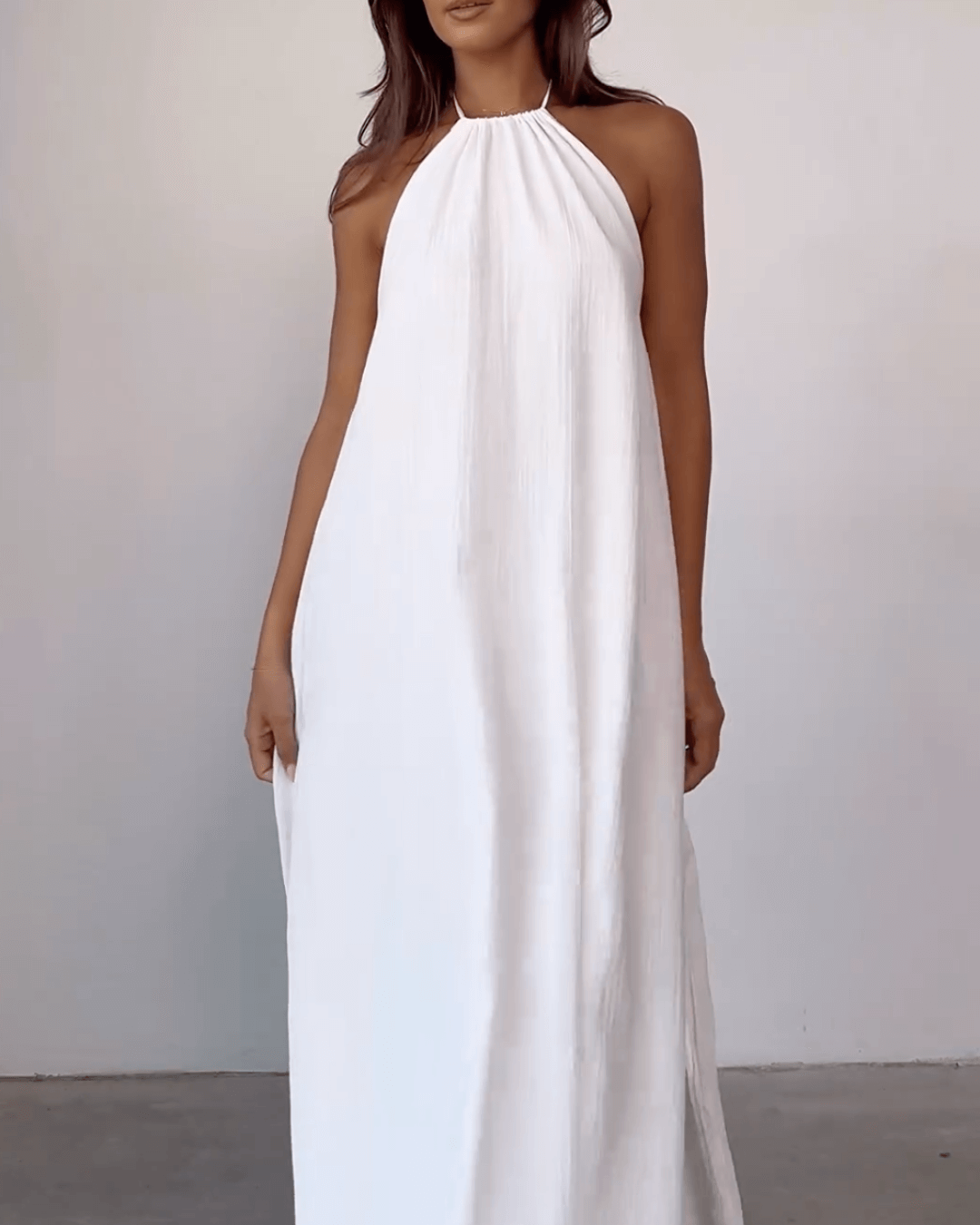 Petite White Halterneck Scoop Back Maxi Dress - Seldom Seen Styles