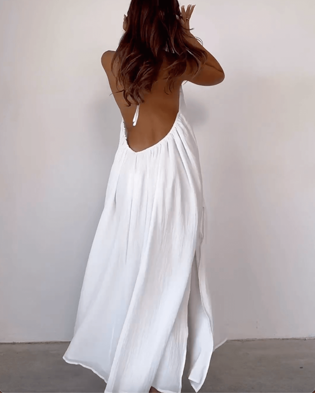 Petite White Halterneck Scoop Back Maxi Dress - Seldom Seen Styles