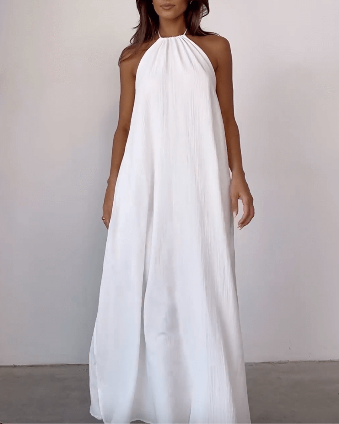 Petite White Halterneck Scoop Back Maxi Dress - Seldom Seen Styles