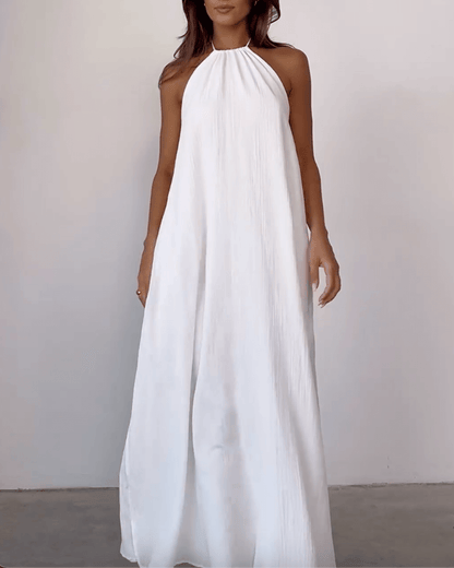Petite White Halterneck Scoop Back Maxi Dress - Seldom Seen Styles