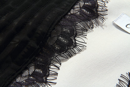 Petra V Neck Lace Midi Dress Elegant Long Sleeve Lace Embroidery Deep V Black Evening Dress - Seldom Seen Styles