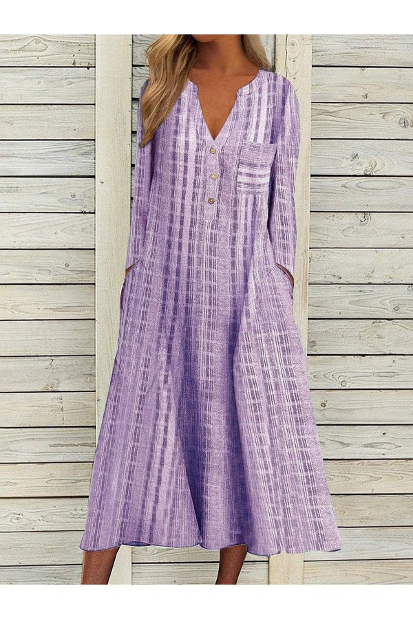 Plaid V Neck 3/4 Sleeve Casual Mini Dress - Seldom Seen Styles