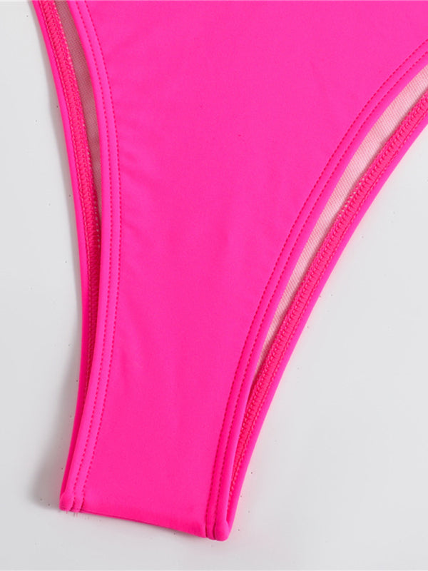 Plain color split strap women's sexy triangle bikini - Seldom Seen Styles