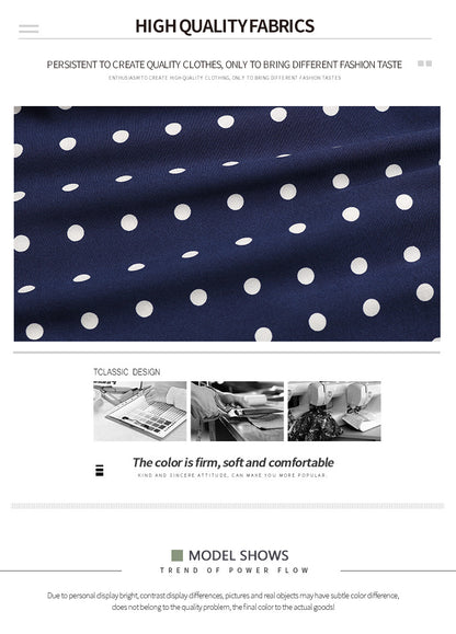 Polka Dot Dress for Women Casual Summer Midi Dress Crew Neck Short Sleeve - Seldom Seen Styles