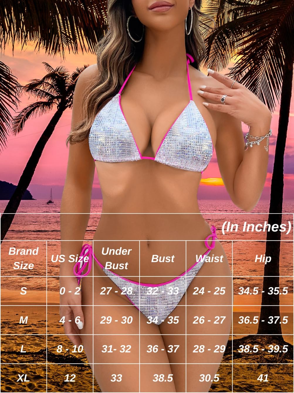 Pool Party Glitter Bikini, Neon Strap, Padded 2Pc Swimsuit Boudoir Shoot - Seldom Seen Styles