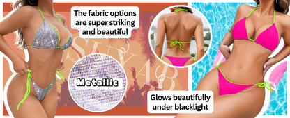 Pool Party Glitter Bikini, Neon Strap, Padded 2Pc Swimsuit Boudoir Shoot - Seldom Seen Styles