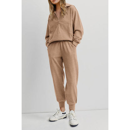 Women's 2-Piece Sweatsuits Set Long Sleeve Half Zip Pullover Sweatshirt Joggers Pants Comfy Outfits Soft Tracksuit Athletic Training Apparel with Front Pocket &amp; Elastic Waistband - Seldom Seen Styles