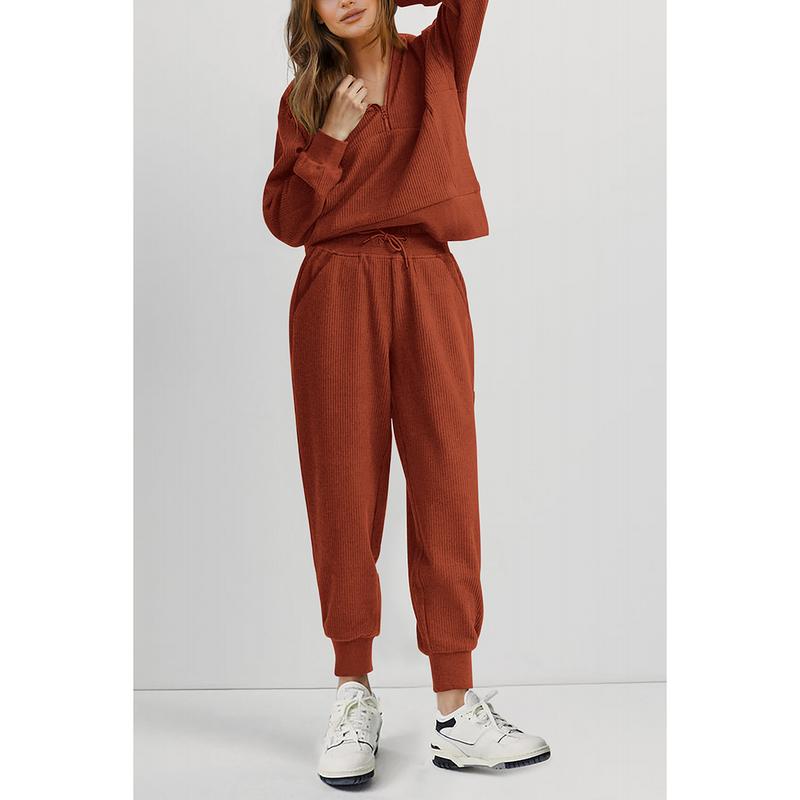 Women's 2-Piece Sweatsuits Set Long Sleeve Half Zip Pullover Sweatshirt Joggers Pants Comfy Outfits Soft Tracksuit Athletic Training Apparel with Front Pocket &amp; Elastic Waistband - Seldom Seen Styles