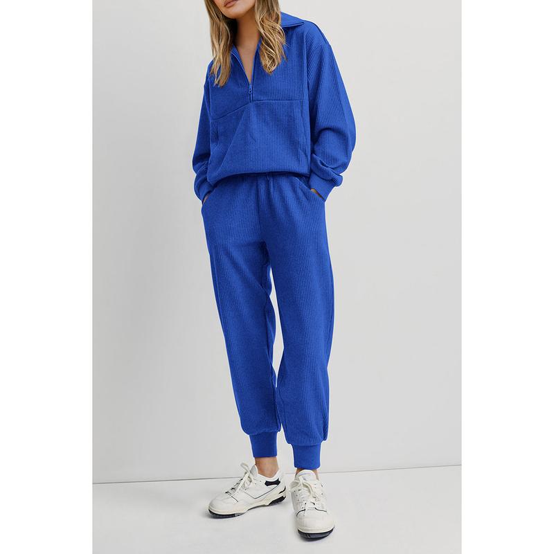 Women's 2-Piece Sweatsuits Set Long Sleeve Half Zip Pullover Sweatshirt Joggers Pants Comfy Outfits Soft Tracksuit Athletic Training Apparel with Front Pocket &amp; Elastic Waistband - Seldom Seen Styles