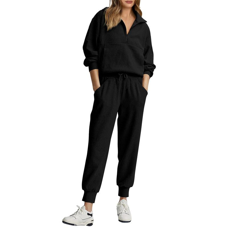 Women's 2-Piece Sweatsuits Set Long Sleeve Half Zip Pullover Sweatshirt Joggers Pants Comfy Outfits Soft Tracksuit Athletic Training Apparel with Front Pocket &amp; Elastic Waistband - Seldom Seen Styles