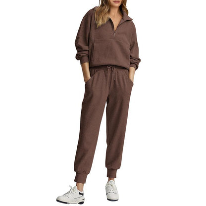Women's 2-Piece Sweatsuits Set Long Sleeve Half Zip Pullover Sweatshirt Joggers Pants Comfy Outfits Soft Tracksuit Athletic Training Apparel with Front Pocket &amp; Elastic Waistband - Seldom Seen Styles