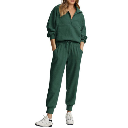 Women's 2-Piece Sweatsuits Set Long Sleeve Half Zip Pullover Sweatshirt Joggers Pants Comfy Outfits Soft Tracksuit Athletic Training Apparel with Front Pocket &amp; Elastic Waistband - Seldom Seen Styles