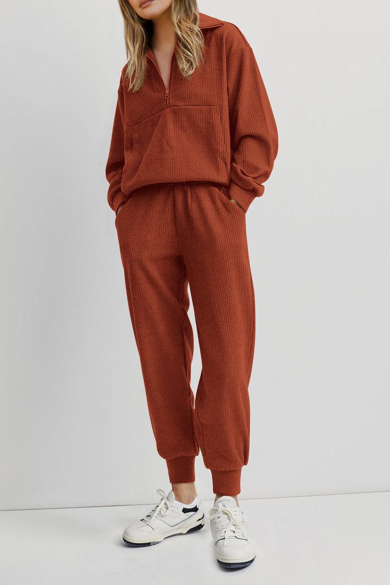 Women's 2-Piece Sweatsuits Set Long Sleeve Half Zip Pullover Sweatshirt Joggers Pants Comfy Outfits Soft Tracksuit Athletic Training Apparel with Front Pocket &amp; Elastic Waistband - Seldom Seen Styles