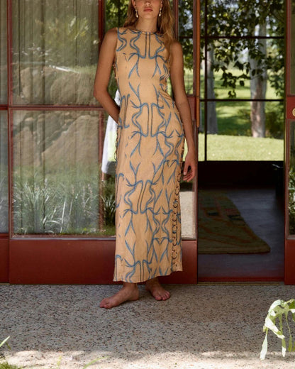 Print Linen Maxi Dress - Seldom Seen Styles