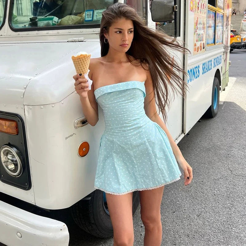 Printed Off Shoulder A-Line Gothic Mini Dress - Seldom Seen Styles