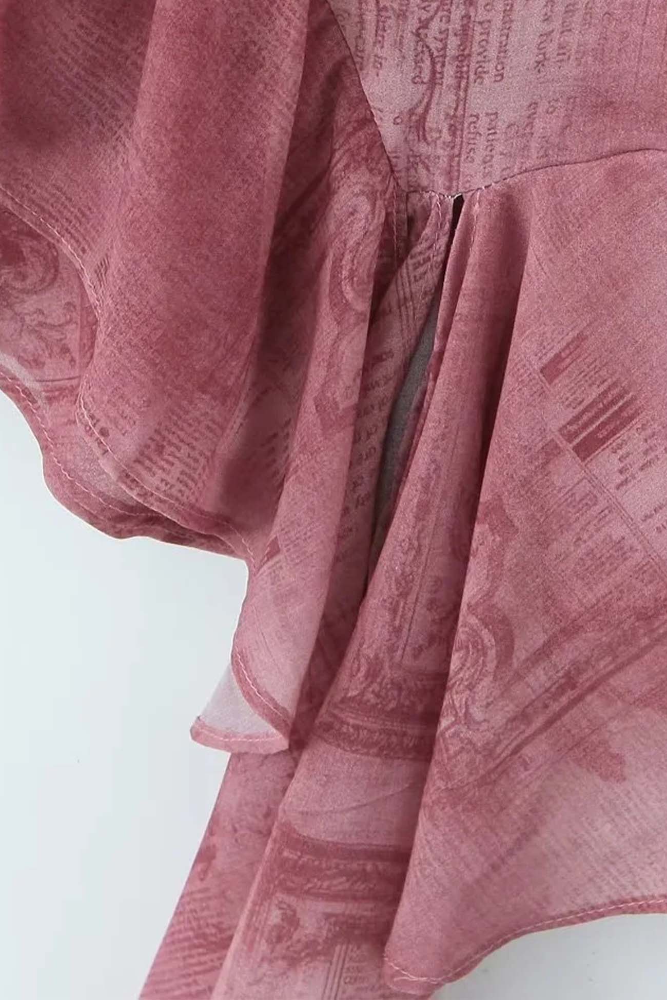 Printed Ruffle Tie Strap Irregular Mini Dress - Seldom Seen Styles