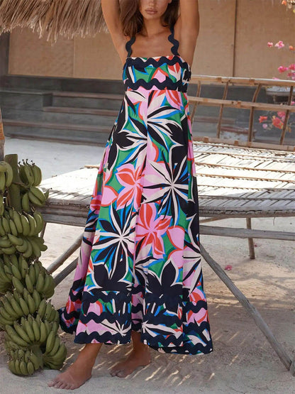 Printed Suspender Maxi Dress - Seldom Seen Styles