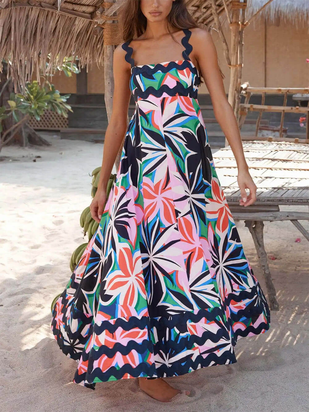 Printed Suspender Maxi Dress - Seldom Seen Styles