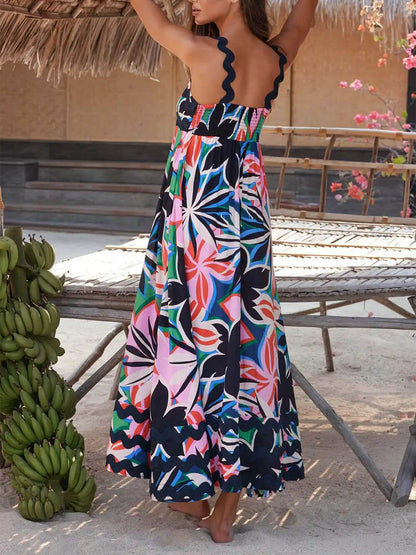 Printed Suspender Maxi Dress - Seldom Seen Styles