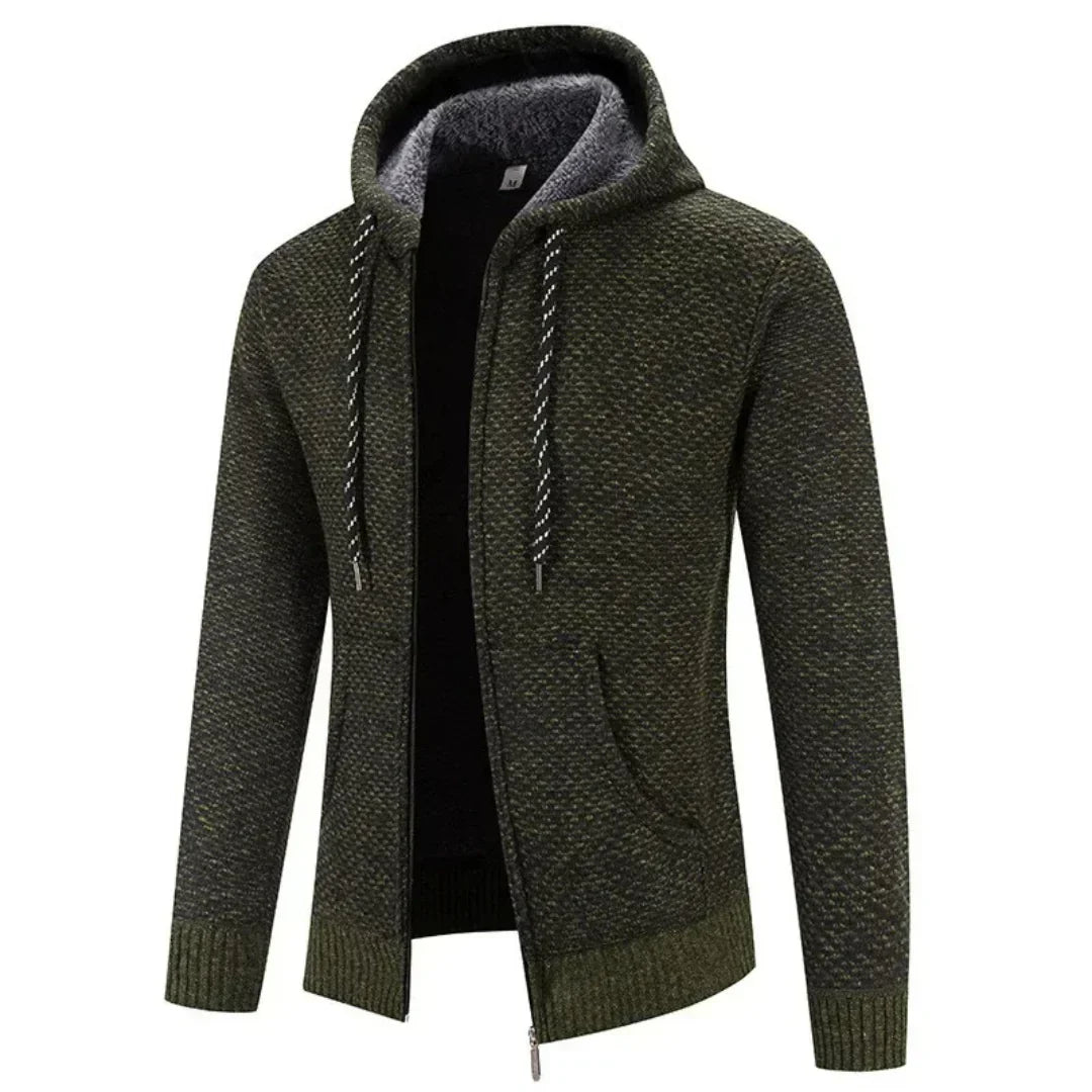 Men's Fleece Clothes Knit Cardigan Jumper Hooded Jackets Brown Sweaters Warm Harajuku Coat