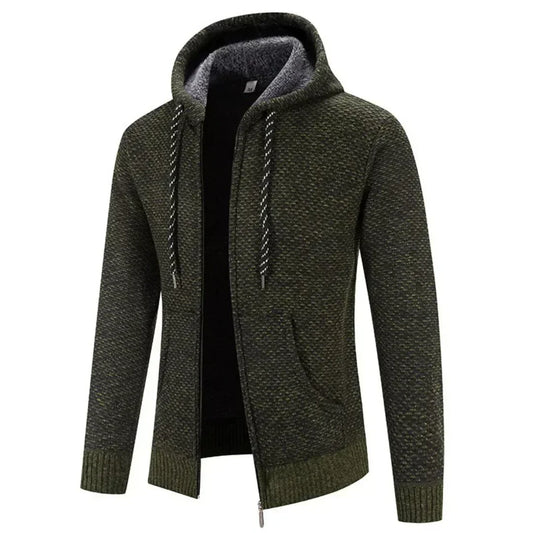 Men's Fleece Clothes Knit Cardigan Jumper Hooded Jackets Brown Sweaters Warm Harajuku Coat