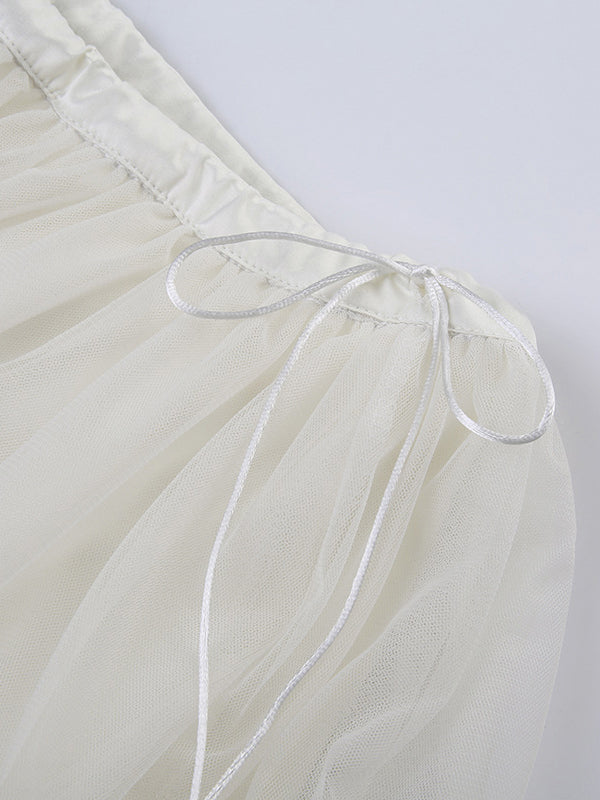 Pure White Mini Skirt With Mesh Laces - Seldom Seen Styles