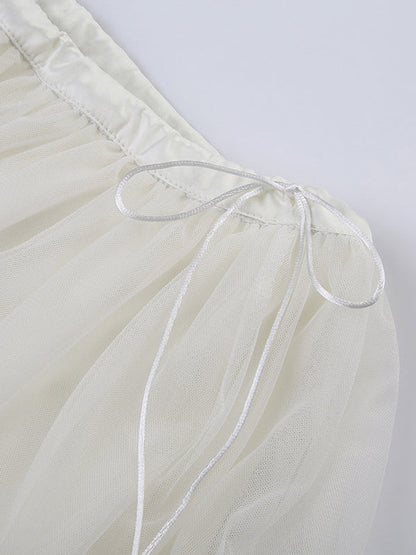 Pure White Mini Skirt With Mesh Laces - Seldom Seen Styles