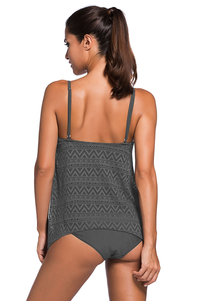 Solid Color Lace Tankini Set - Seldom Seen Styles