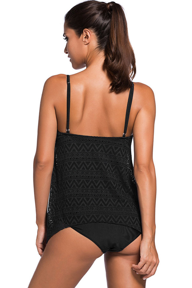 Solid Color Lace Tankini Set - Seldom Seen Styles