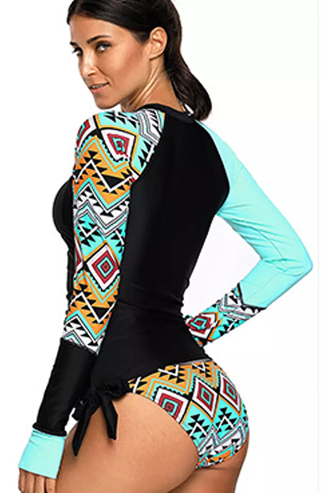 Vansa Printed Long Sleeve Swimsuit Set - Seldom Seen Styles