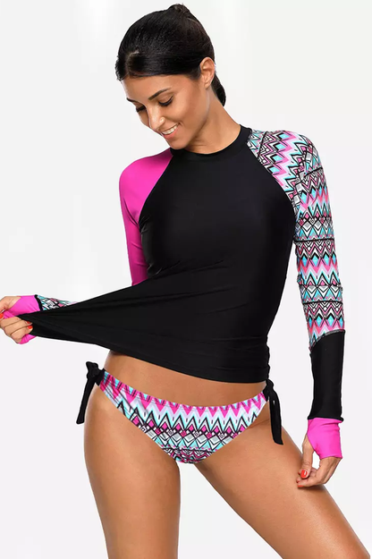 Vansa Printed Long Sleeve Swimsuit Set - Seldom Seen Styles