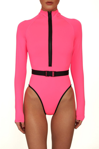 Surf-Up Neon Belted Swimsuit - Seldom Seen Styles
