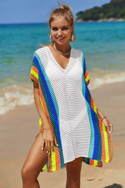 Rainbow Colorblock Crochet Cover Up - Seldom Seen Styles