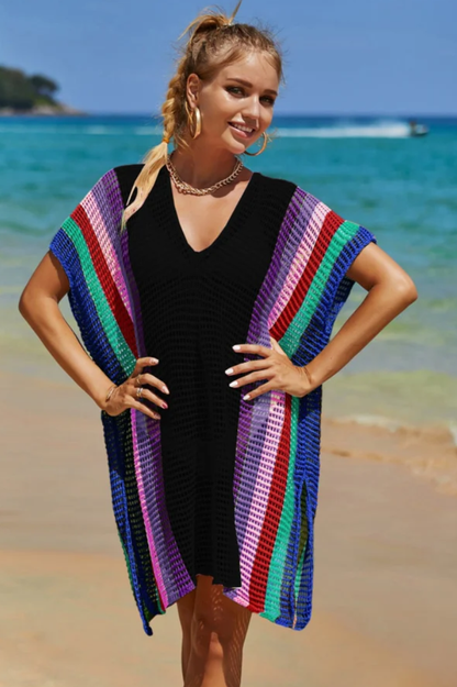 Rainbow Colorblock Crochet Cover Up - Seldom Seen Styles
