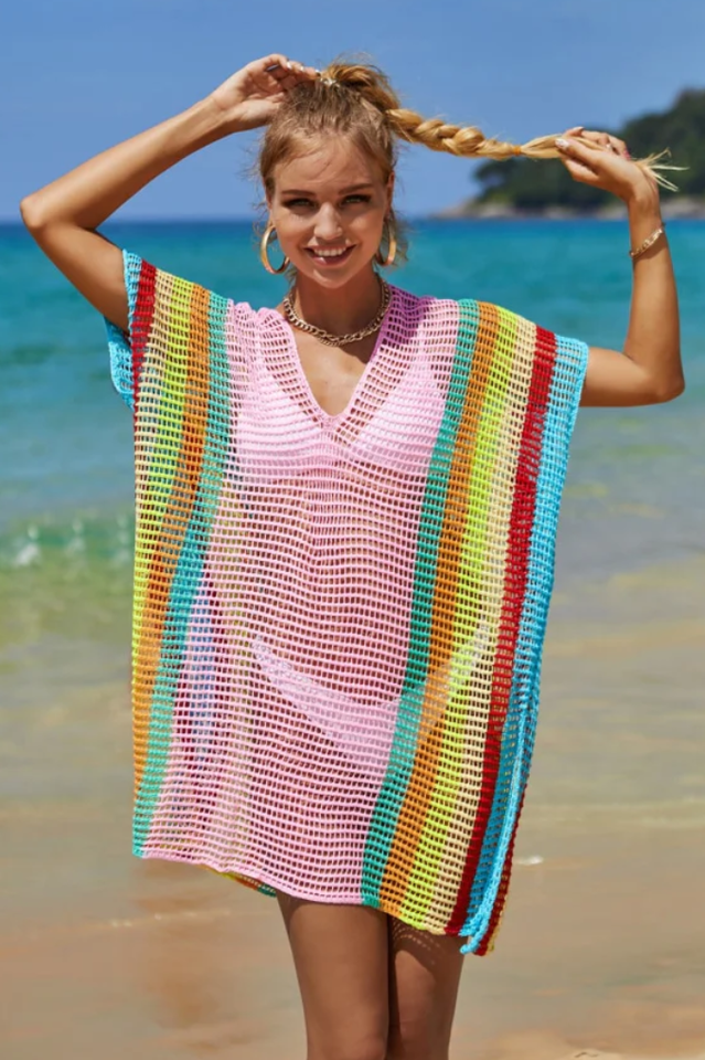 Rainbow Colorblock Crochet Cover Up - Seldom Seen Styles