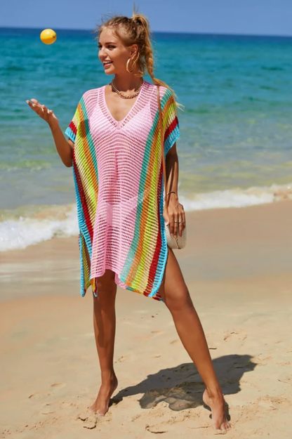 Rainbow Colorblock Crochet Cover Up - Seldom Seen Styles