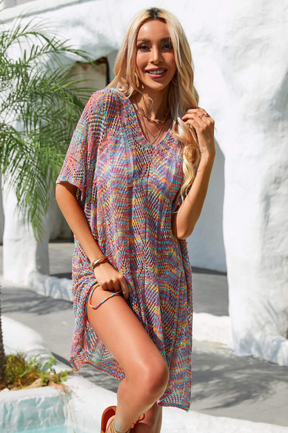 Multicolored Openwork Tassel Slit Cover-Up - Seldom Seen Styles
