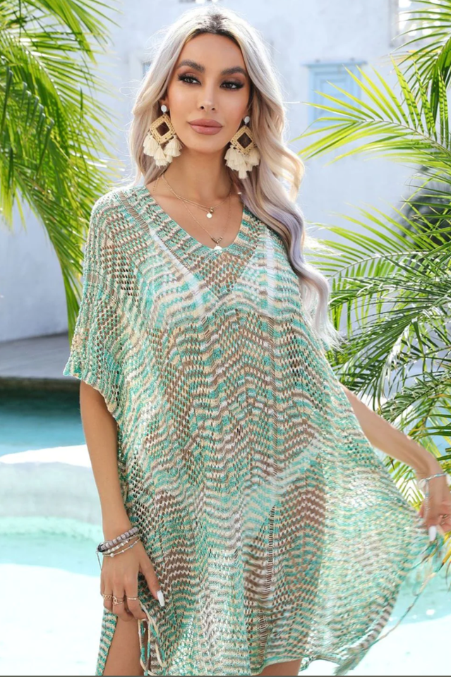 Multicolored Openwork Tassel Slit Cover-Up - Seldom Seen Styles