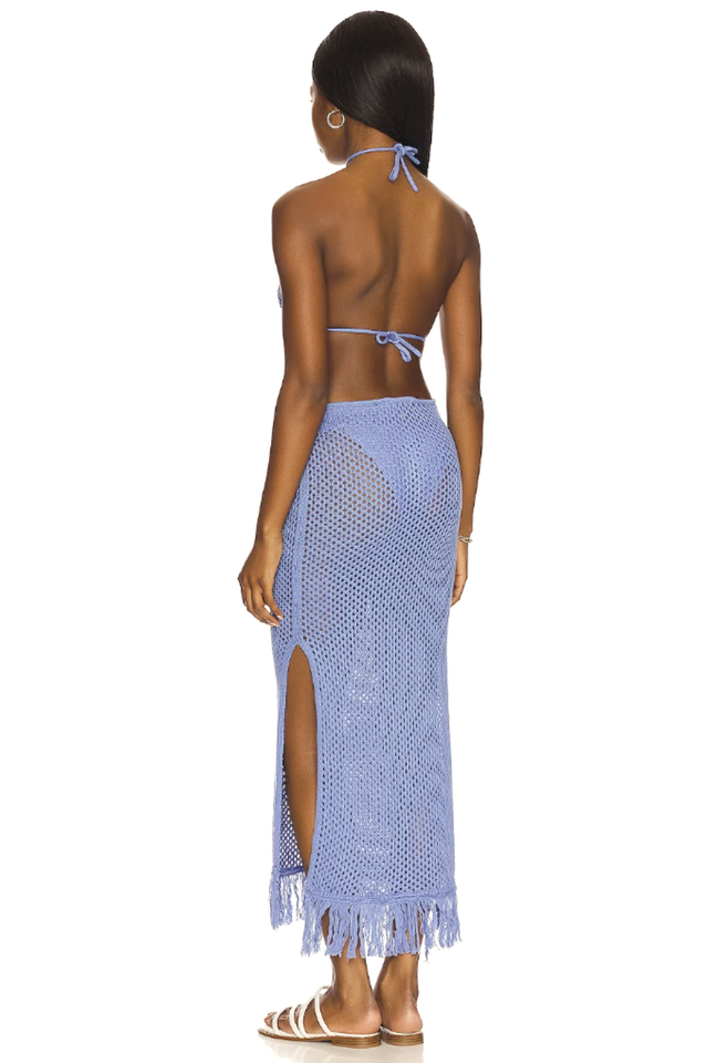 Blue Jean Crochet Fringe Maxi Dress - Seldom Seen Styles