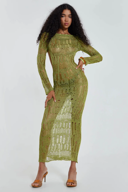 Moss Green Metallic Umbra Dress - Seldom Seen Styles
