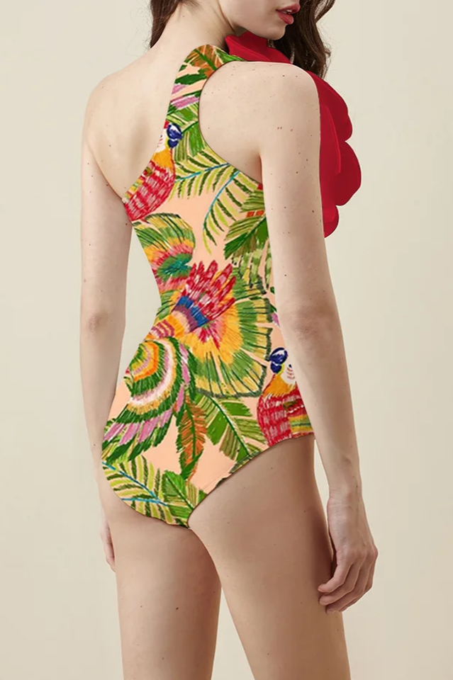 3D Flower One Piece Swimsuit & Skirt Set - Seldom Seen Styles