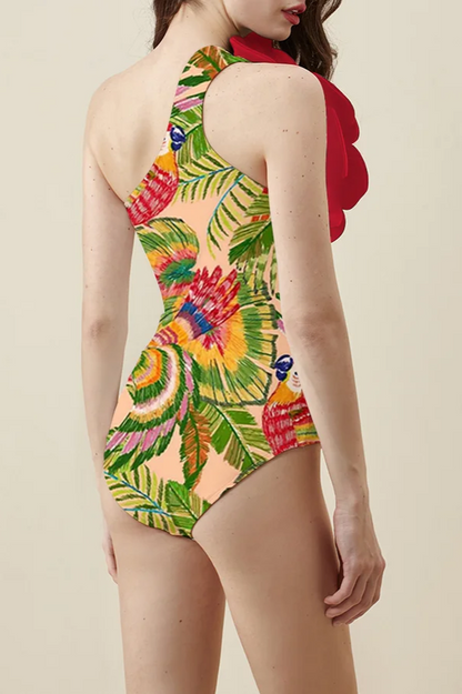 3D Flower One Piece Swimsuit & Skirt Set - Seldom Seen Styles