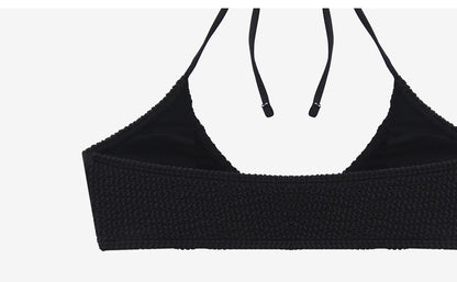 Qianmo Clothing Cross-border Two-piece Swimsuit for Women Slim Fit Solid Color Sexy Swimwear Halter Three-piece Bikini - Seldom Seen Styles