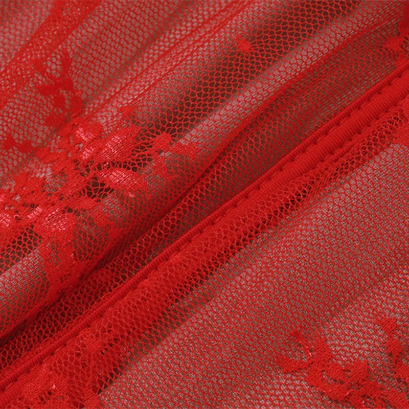 Ravishing Ruby Long-sleeve Square necklace lace dress - Seldom Seen Styles