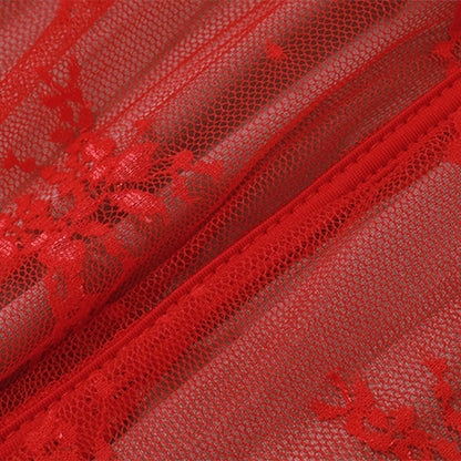 Ravishing Ruby Long-sleeve Square necklace lace dress - Seldom Seen Styles